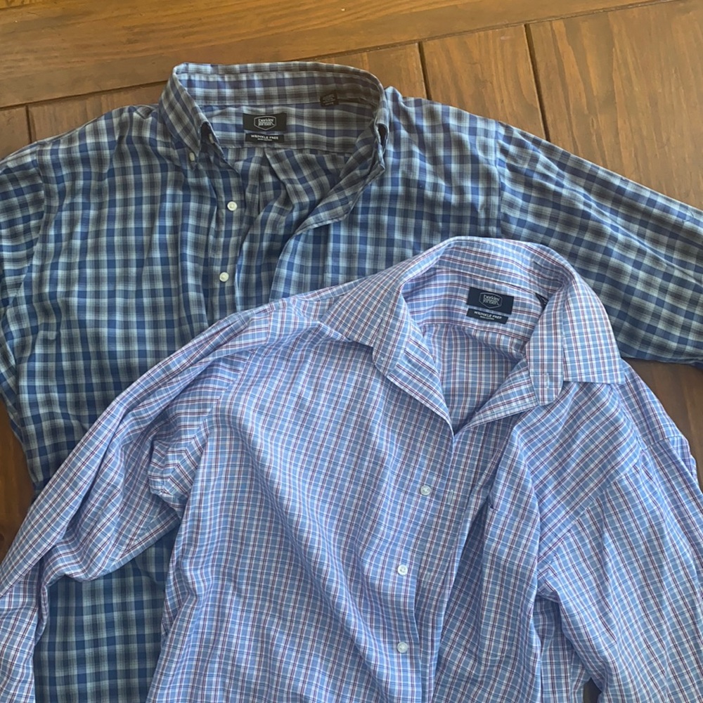 Two button down long sleeve collared shirts